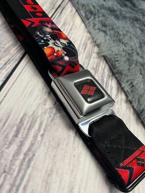 Buckle-Down Black & Red Harley Quinn Seatbelt-Style Belt